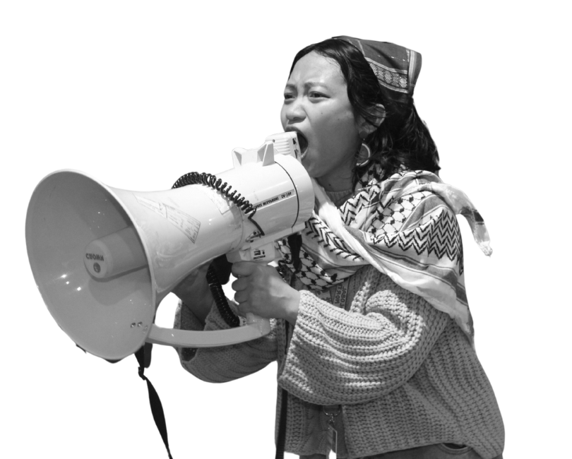 JBS Foods - A woman shouts into a microphone at COP29 as companies like JBS engage in greenwashing